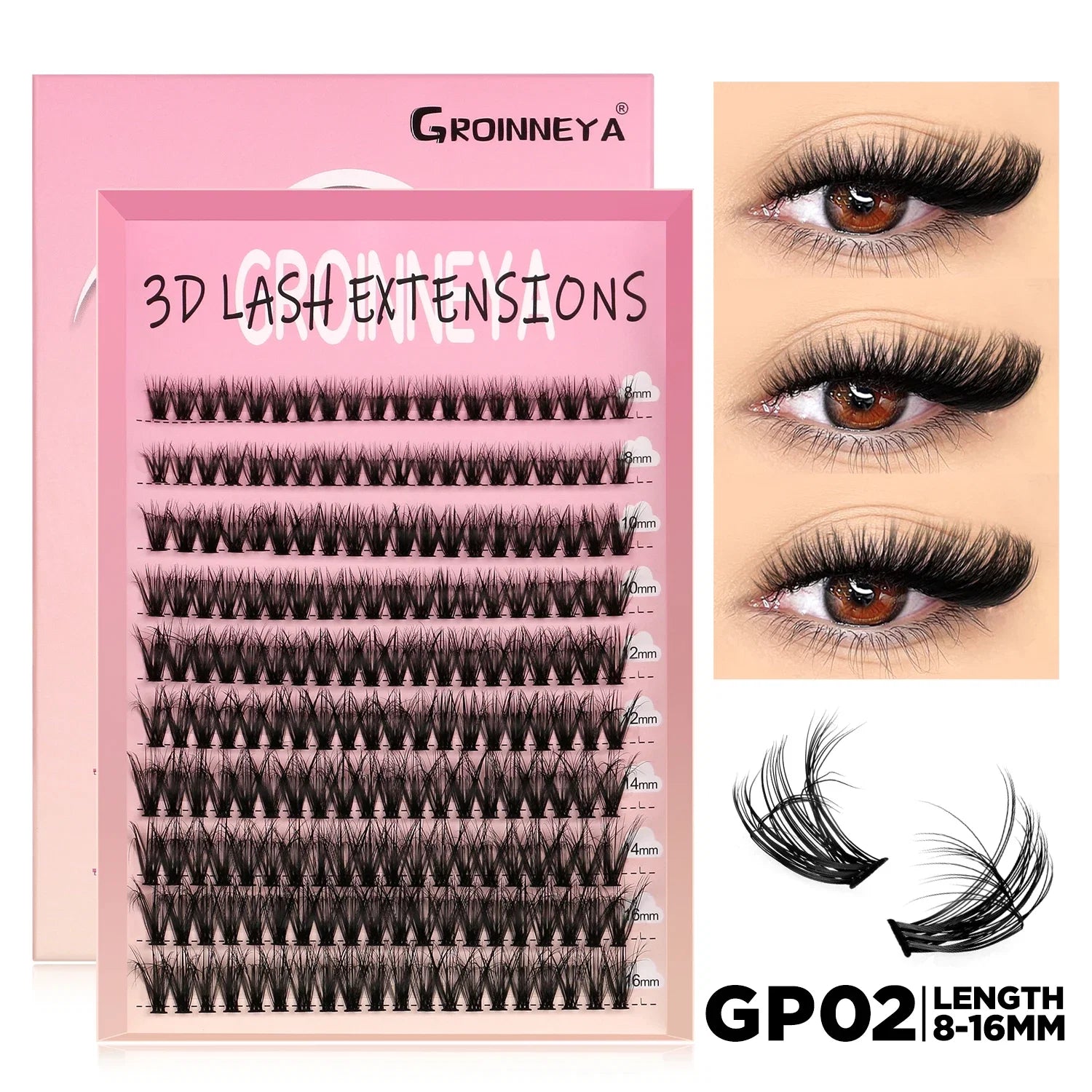 Spikes Lash Individuals Volume Eyelash Clusters D-Curly Lash Clusters Kit 10-20MM DIY Eyelash Extensions,6 Styles Lash Clusters