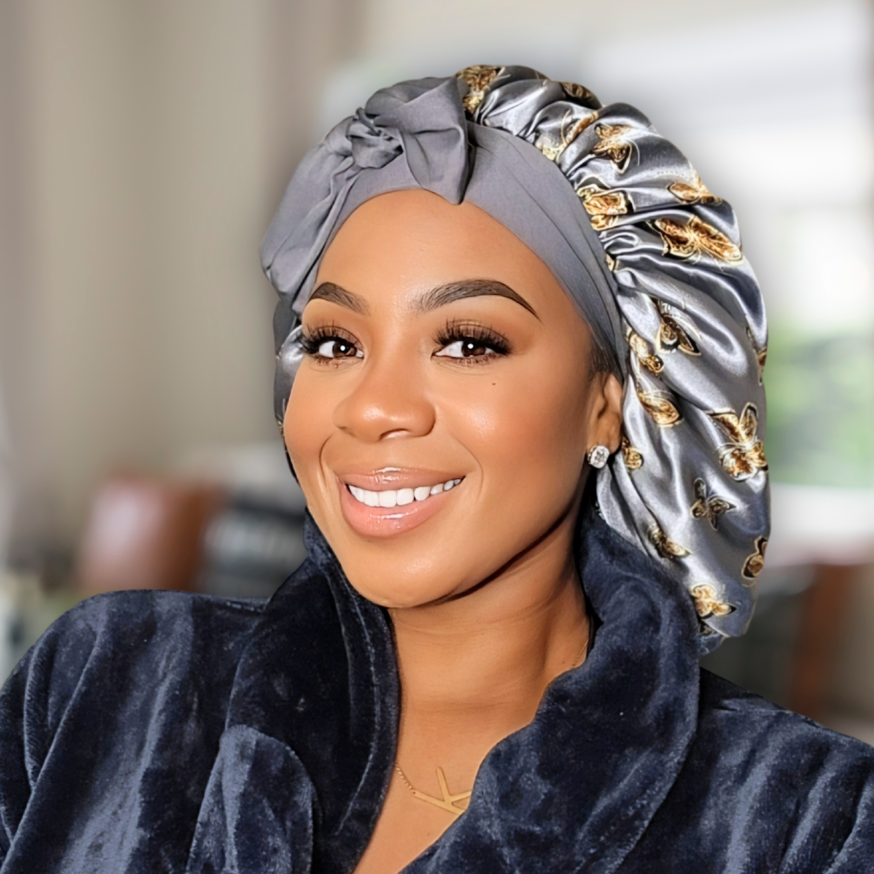 Satin Hair Bonnet for Sleeping – Adjustable Stretch Tie