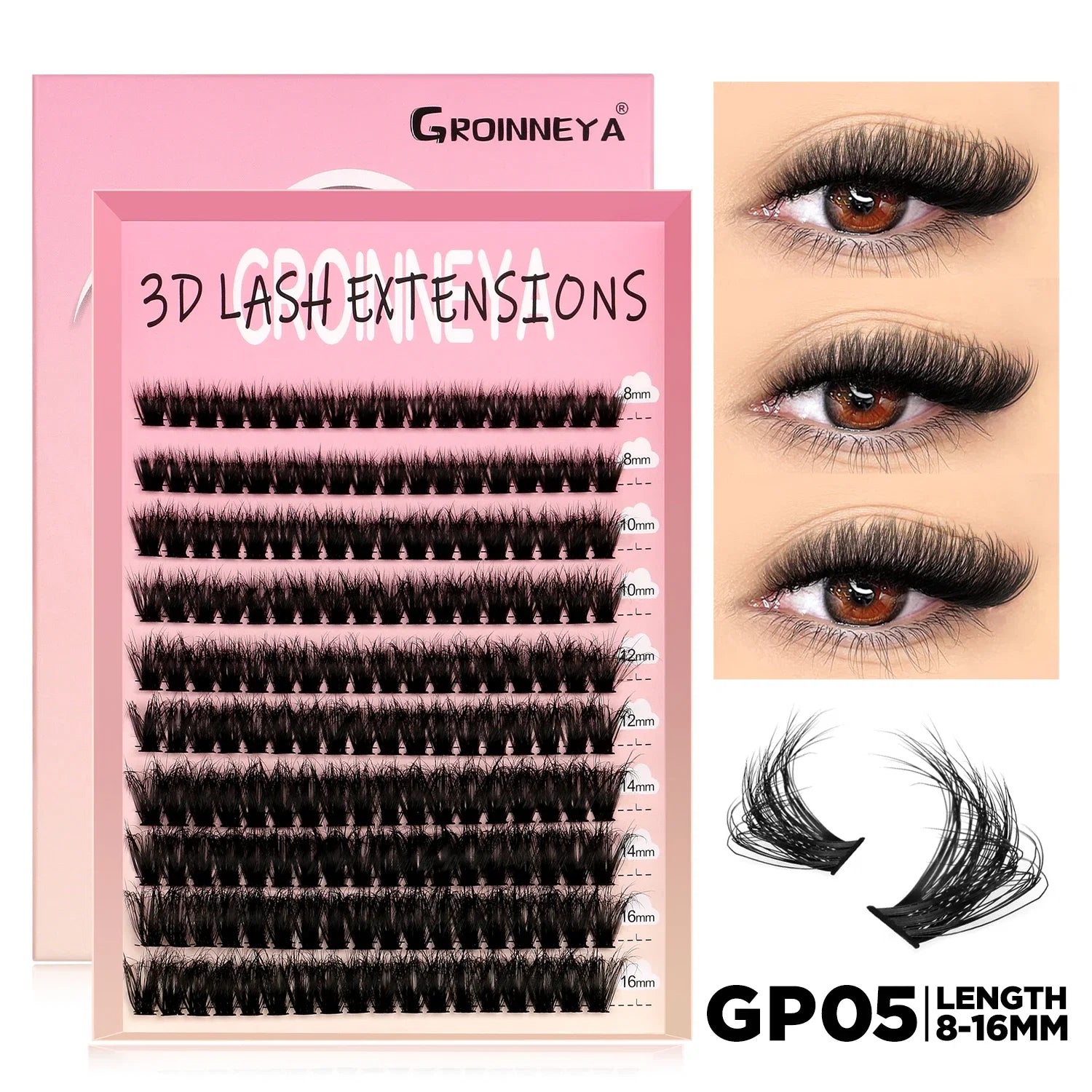 Spikes Lash Individuals Volume Eyelash Clusters D-Curly Lash Clusters Kit 10-20MM DIY Eyelash Extensions,6 Styles Lash Clusters