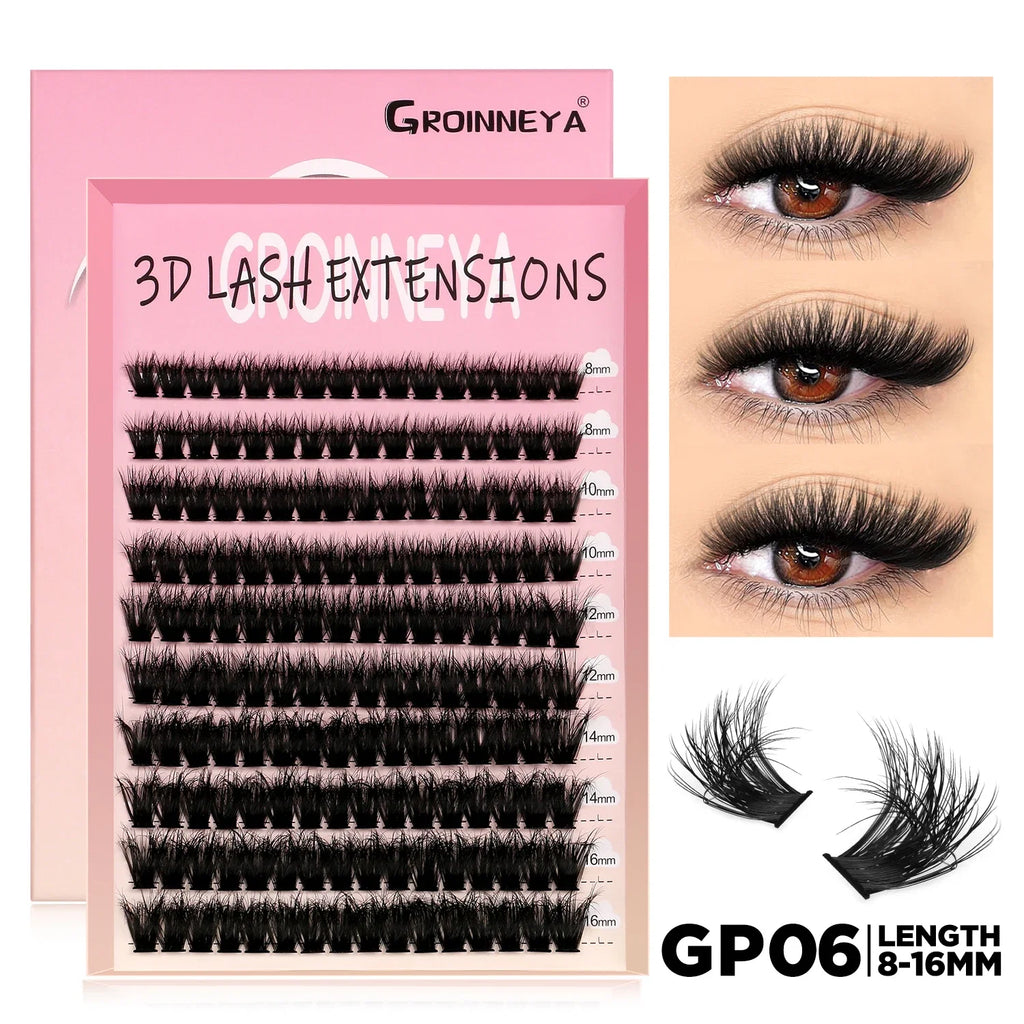 Spikes Lash Individuals Volume Eyelash Clusters D-Curly Lash Clusters Kit 10-20MM DIY Eyelash Extensions,6 Styles Lash Clusters
