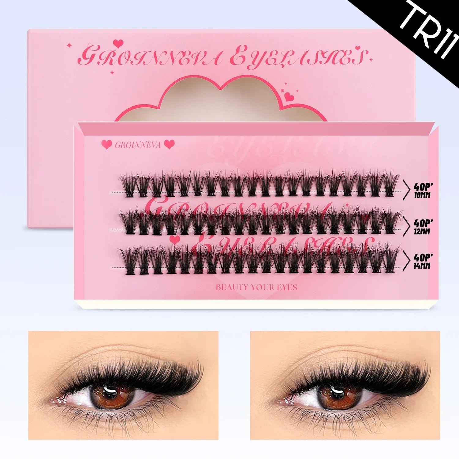 Spikes Lash Individuals Volume Eyelash Clusters D-Curly Lash Clusters Kit 10-20MM DIY Eyelash Extensions,6 Styles Lash Clusters