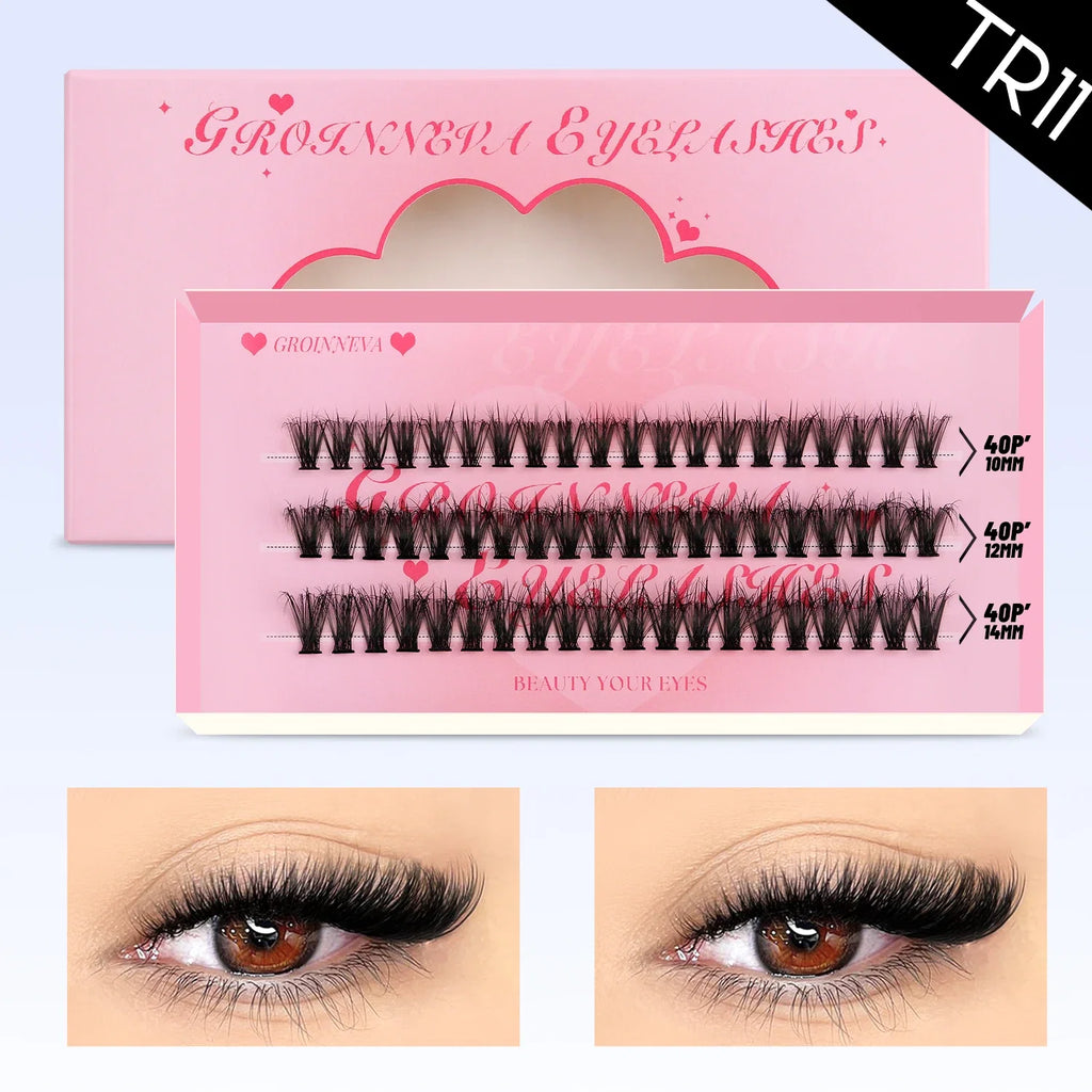 Spikes Lash Individuals Volume Eyelash Clusters D-Curly Lash Clusters Kit 10-20MM DIY Eyelash Extensions,6 Styles Lash Clusters