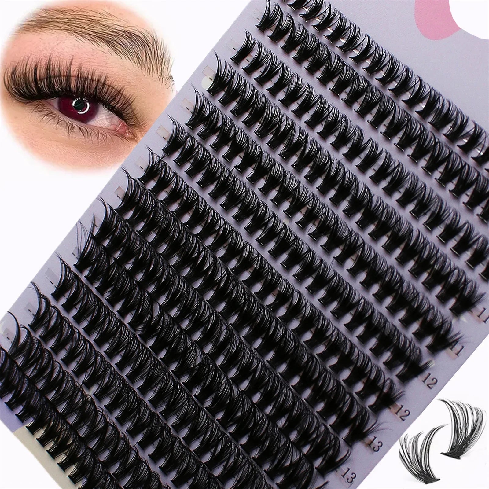 14 Rows 280 Clusters 40D Mix 9-16mm Cluster Lashes | Natural Thick Strip Eyelash Extensions