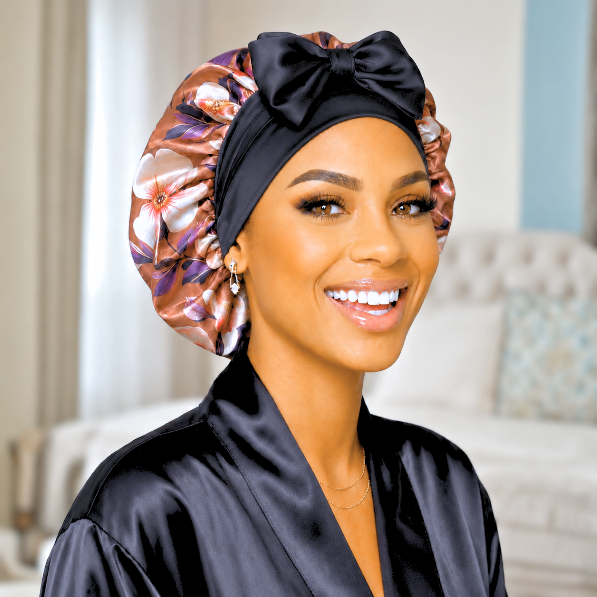 Satin Hair Bonnet for Sleeping – Adjustable Stretch Tie
